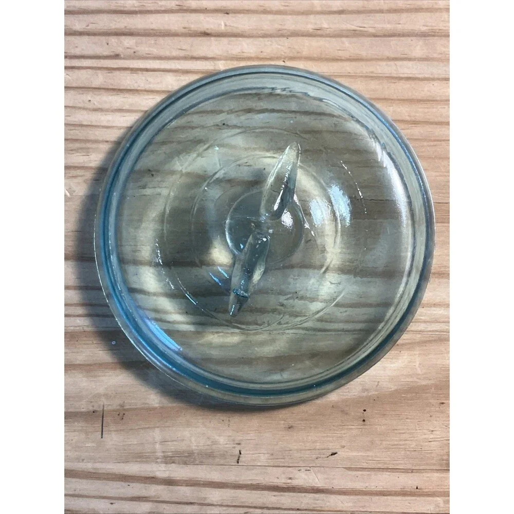 Pair of Vintage QT Atlas E-Z Seal Aqua Glass Canning Jars/Wire Bail